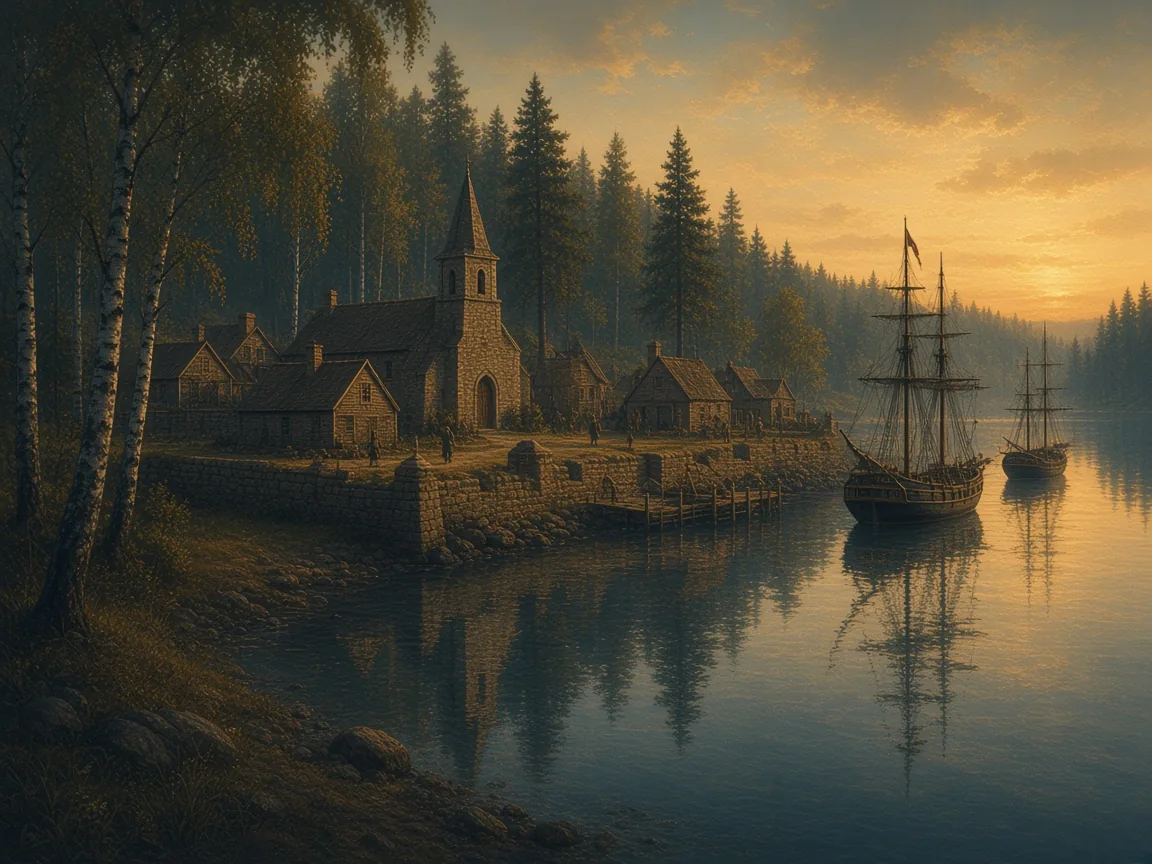 Illustration of Colonial landscape