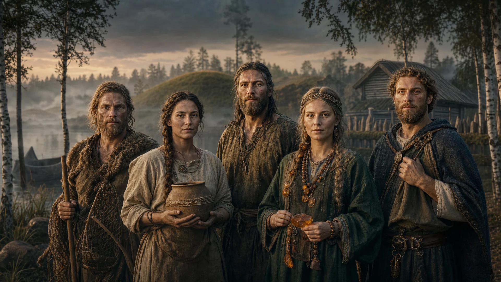 AI-generated editorial illustration representing ancient Eastern European and Baltic cultures