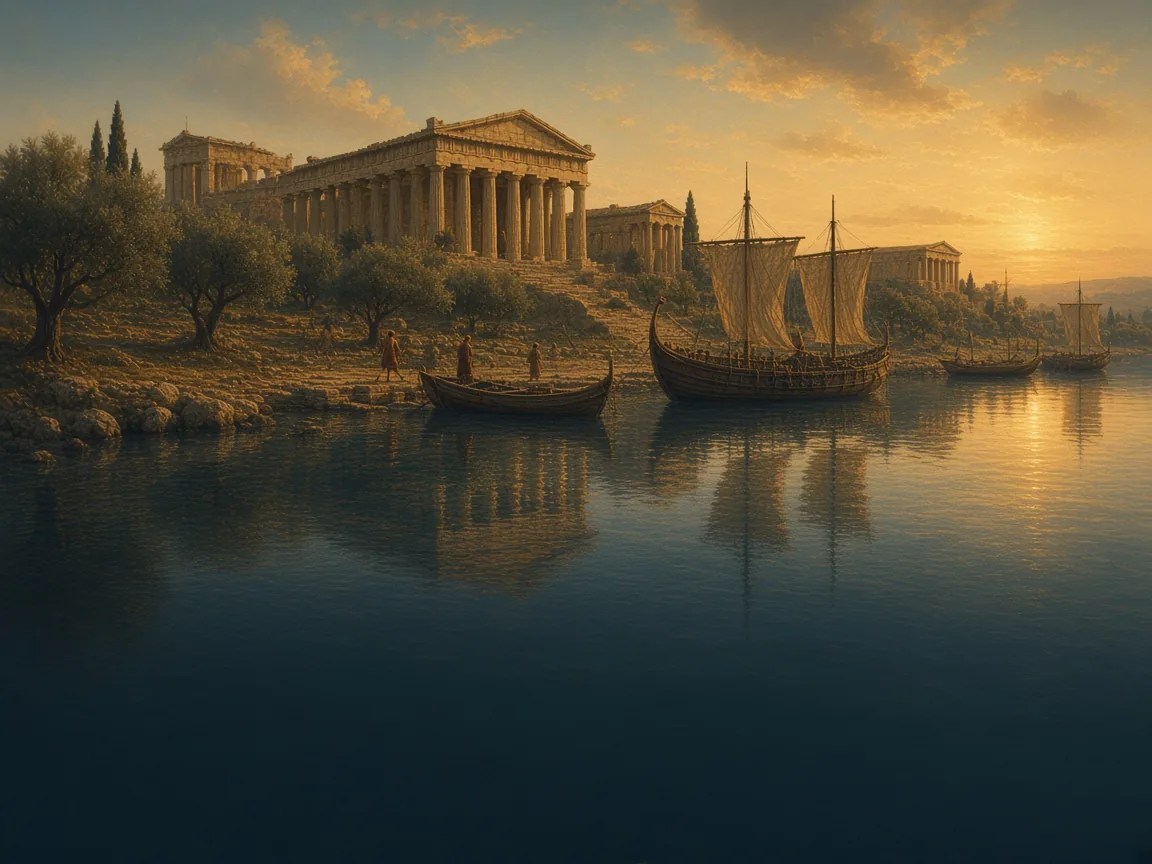 Illustration of Greek Colonial landscape