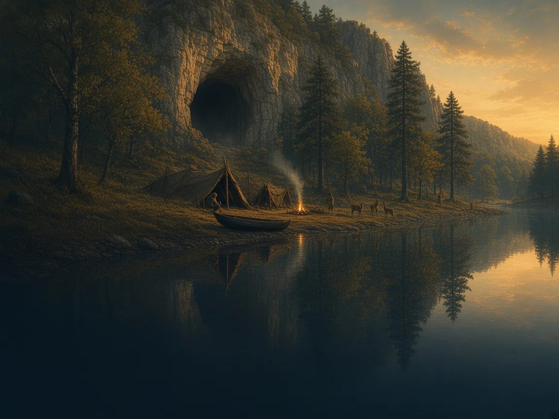 Illustration of Paleolithic & Mesolithic landscape