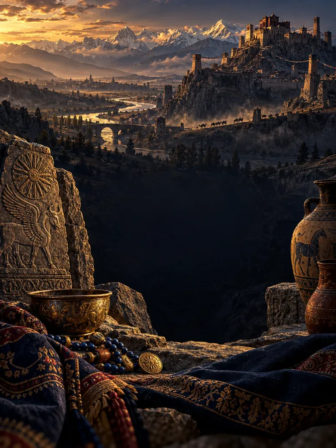AI-generated illustration evoking the Kushan Empire period