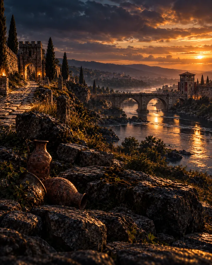AI-generated illustration evoking the Gallo-Roman period