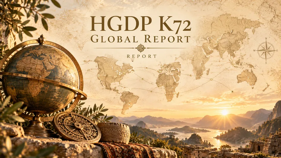 Global map illustrating the HGDP K72 population reference model